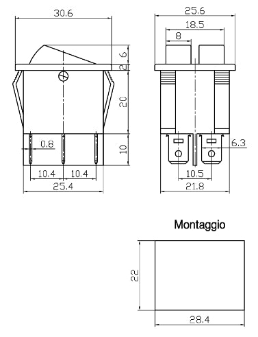 GBC 24.2510.00 Double Bipolar Rocker Switch – Red Indicator, ON-OFF, 3 Contacts & 15A