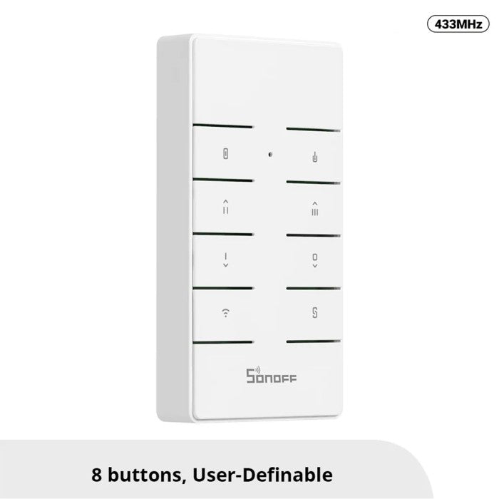 SONOFF RM433R2 RF Remote Controller 8-Button 433 MHz – CR2450 Powered, IP20 & PC V0