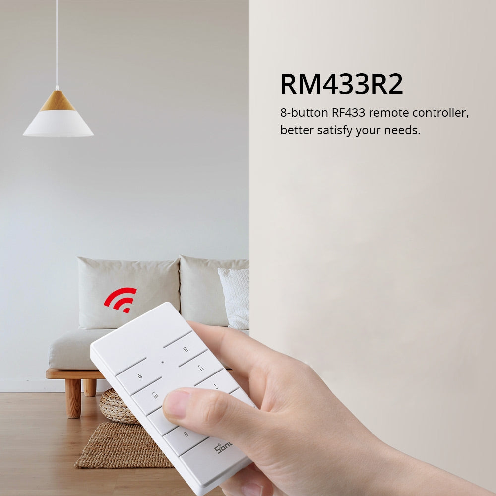 SONOFF RM433R2 RF Remote Controller 8-Button 433 MHz – CR2450 Powered, IP20 & PC V0