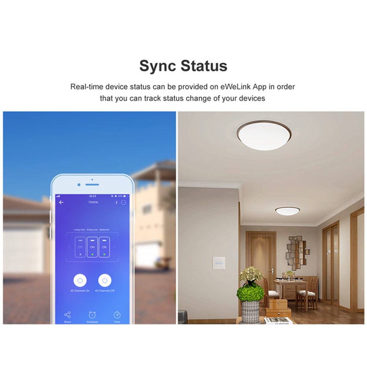 SONOFF T0EU1C-TX-EU-R2 Wi-Fi Smart Touch Wall Switch 1-Gang – Glass Panel, Alexa & Google