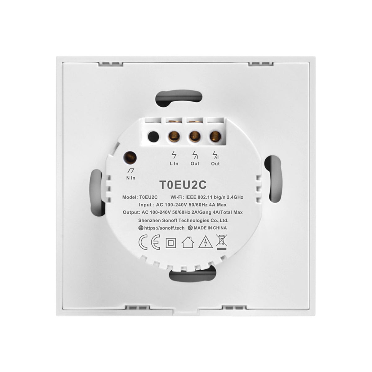 Έξυπνος Διακόπτης Αφής SONOFF T0EU2C-TX-EU-R2 2 Πλήκτρων – Wi-Fi, Γυαλί & Alexa/Google