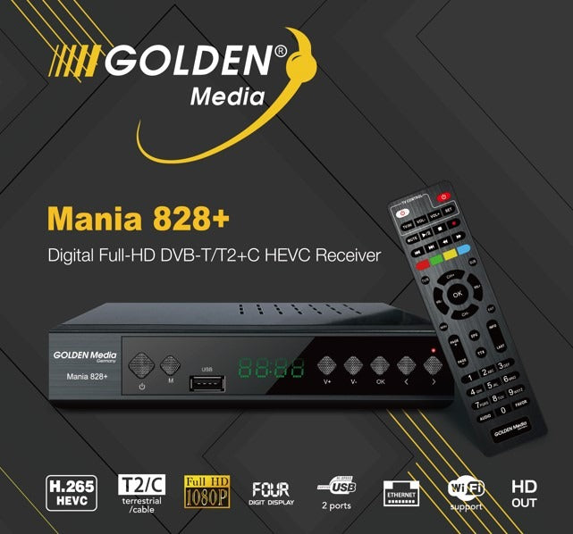 Golden Media Mania 828+ Full HD DVB-T2/C HEVC Δέκτης — Golden Media