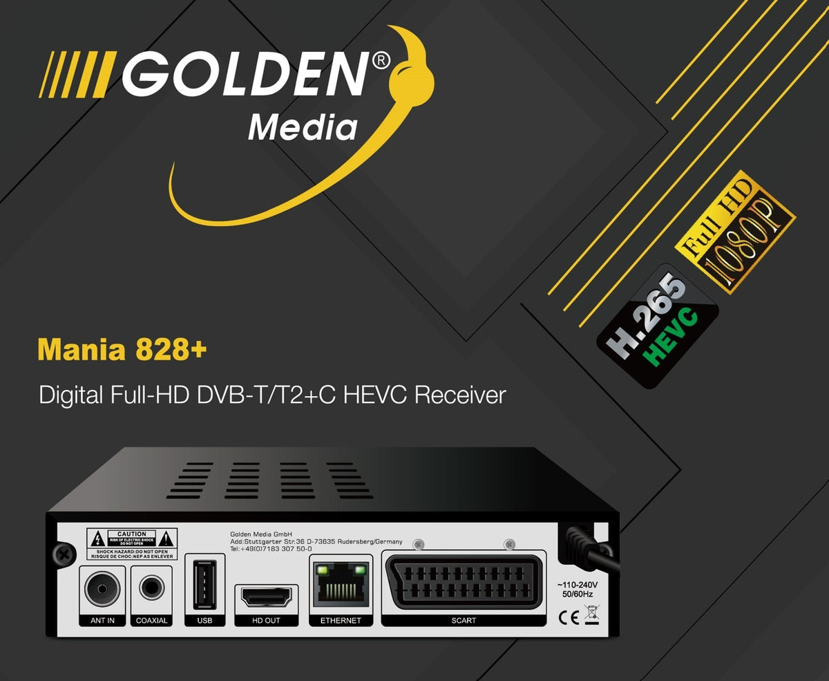 Golden Media Mania 828+ Full HD DVB-T2/C HEVC Δέκτης — Golden Media