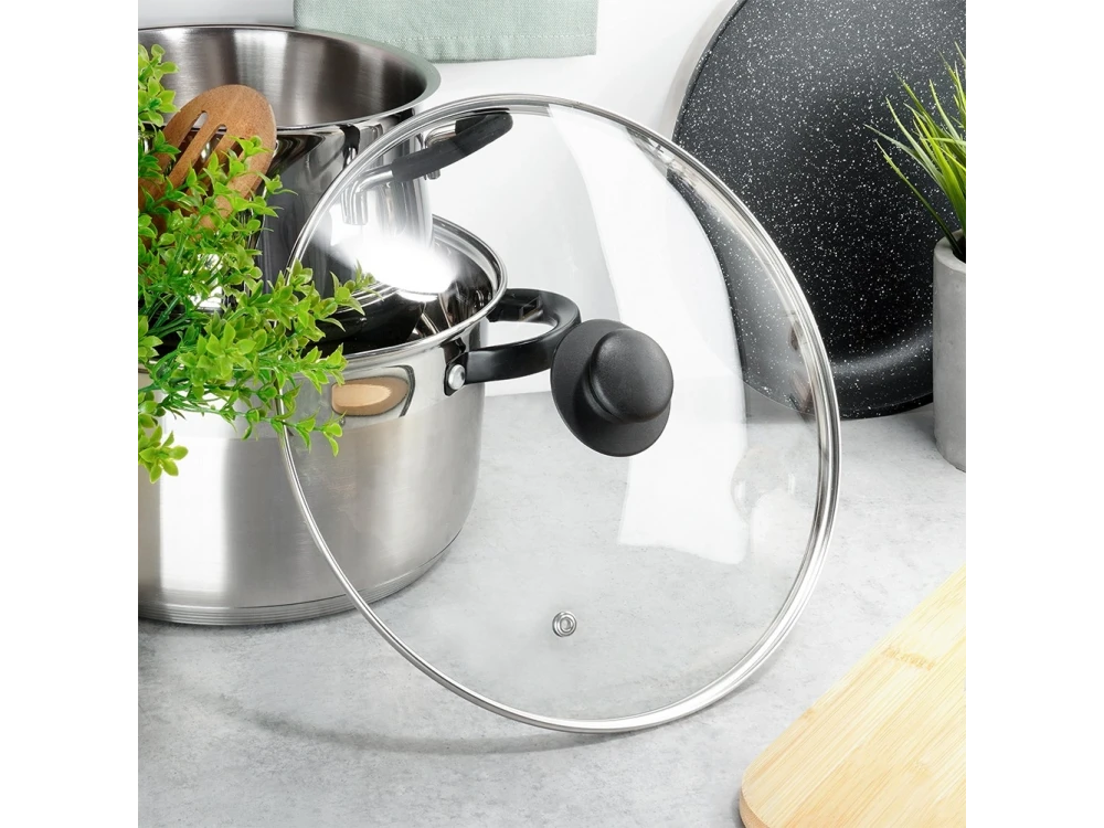 Vilde Glass Lid 28cm for Pots & Pans – Heat Resistant, Steam Vent, Stainless Rim – view 2