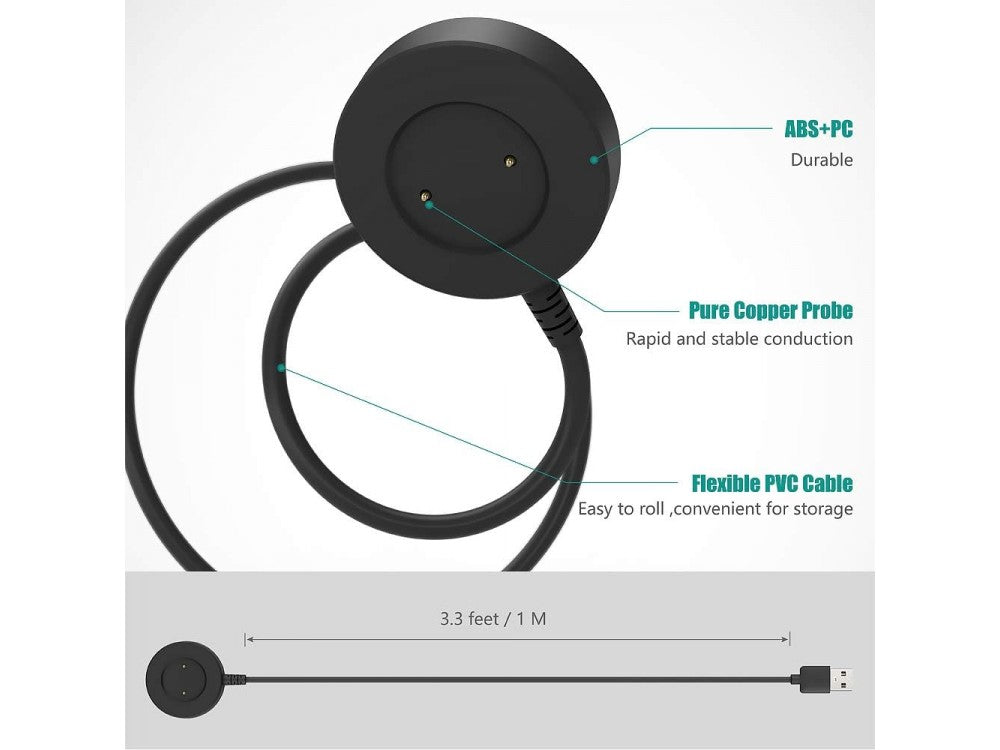 TUSITA Huawei Watch Charging Cable 1m – Compatible with GT/GT2/Classic/Sport/Magic 2/GS Pro, Black – view 2
