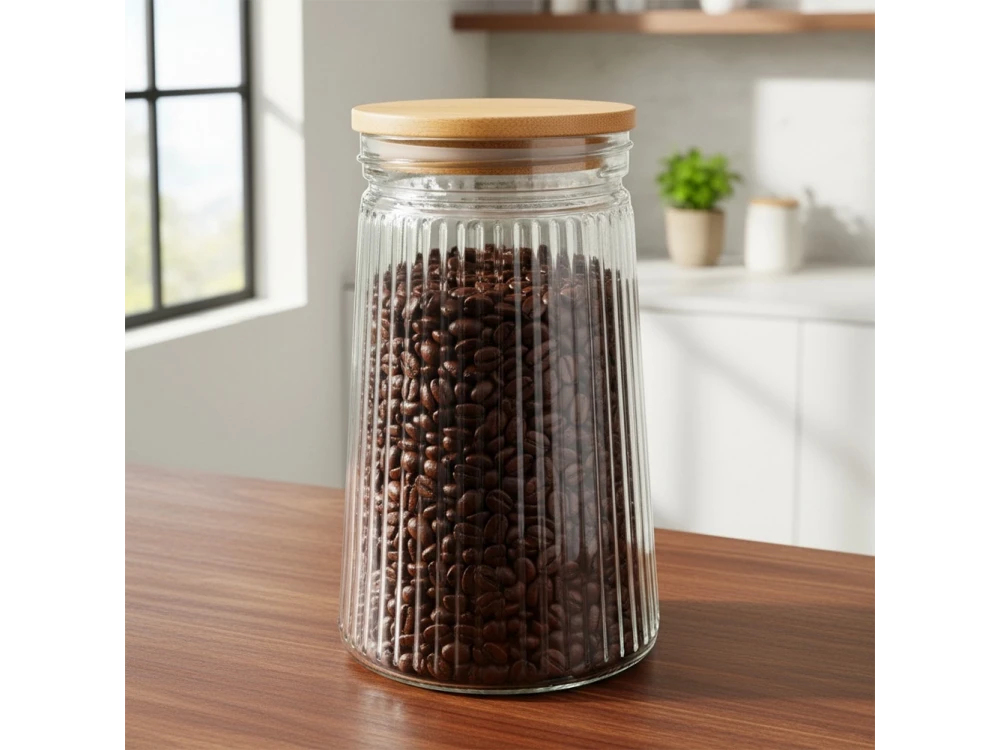 Vilde Premium 1000ml Borosilicate Glass Food Storage Jar – Bamboo Lid, Airtight Silicone Seal – view 2