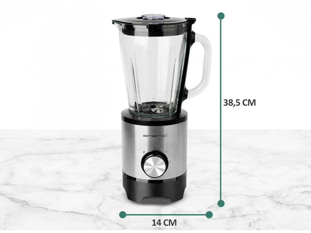 Emerio Blender 500W with 1.5L Glass Jug, 2-Speed + Pulse, 4 Stainless Steel Blades – view 2