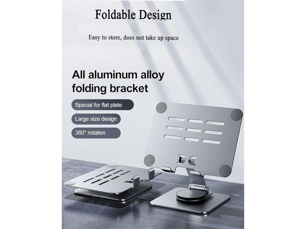 AJ Ergonomic Folding Laptop/Tablet Stand – Aluminum, 360° Rotation, up to 12" – view 2
