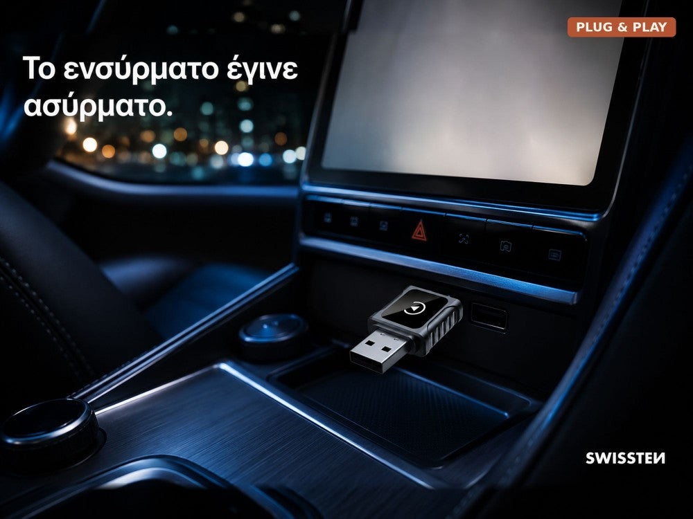 Swissten Wireless CarLink Adapter – Apple CarPlay & Android Auto, Bluetooth 5.3, Wi-Fi 5.8GHz – view 2
