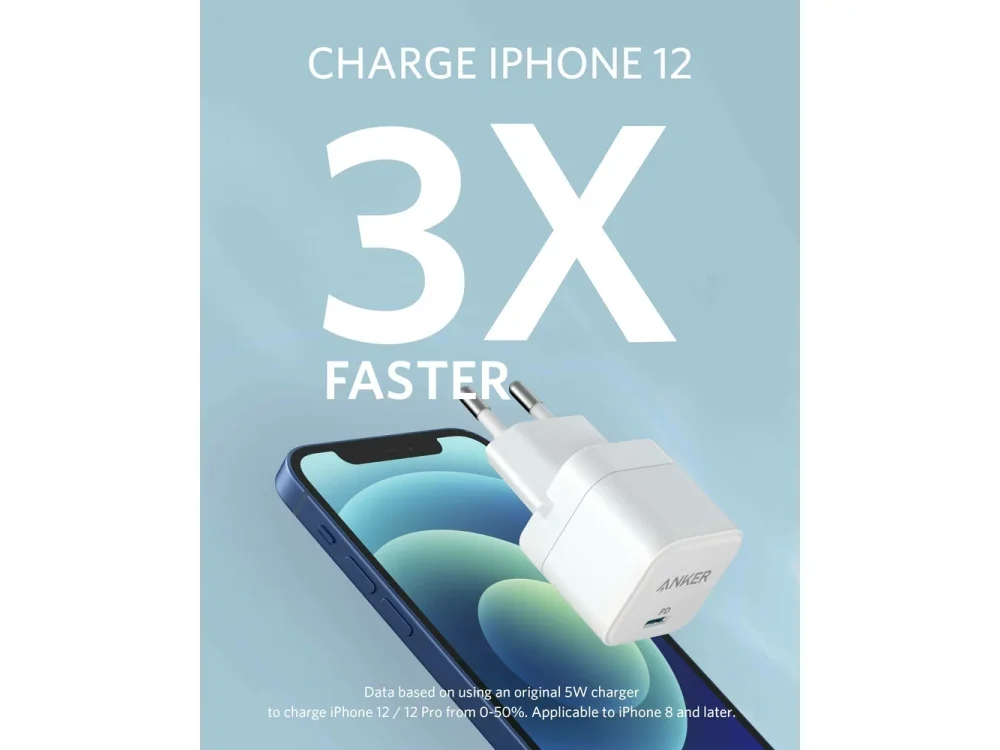 Anker PowerPort III Cube 20W USB-C PD Wall Charger – PIQ3.0, White, A2149G21 – view 2
