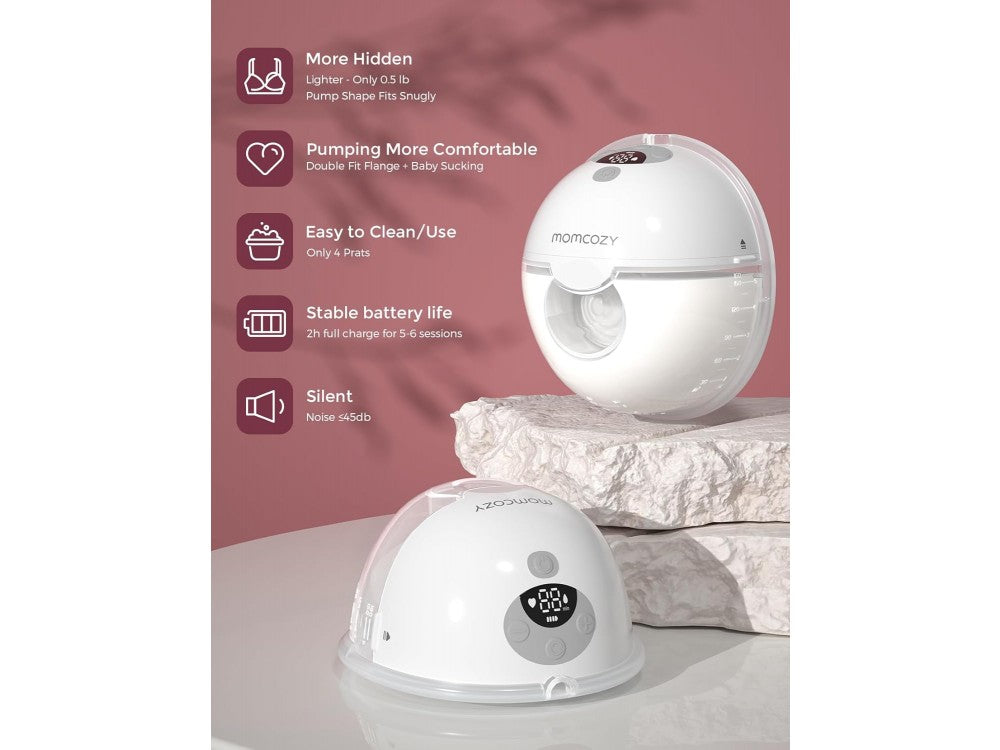 Momcozy M5 Hands-Free Electric Double Breast Pump – 3 Modes, 9 Levels, Quill Gray – view 2