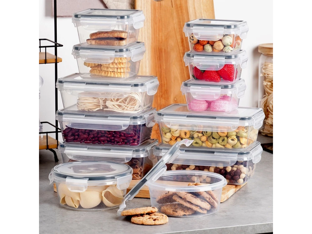 Vilde 12-Piece Airtight Food Container Set BPA-Free – Mixed Sizes, Clear Plastic with Silicone Seal – view 2