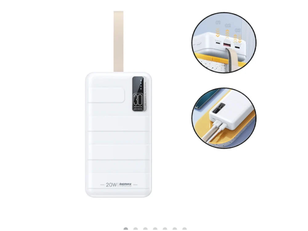 Remax Noah 30000 Power Bank 30000mAh 22.5W PD USB-C – LED Display, QC3.0, White – view 2