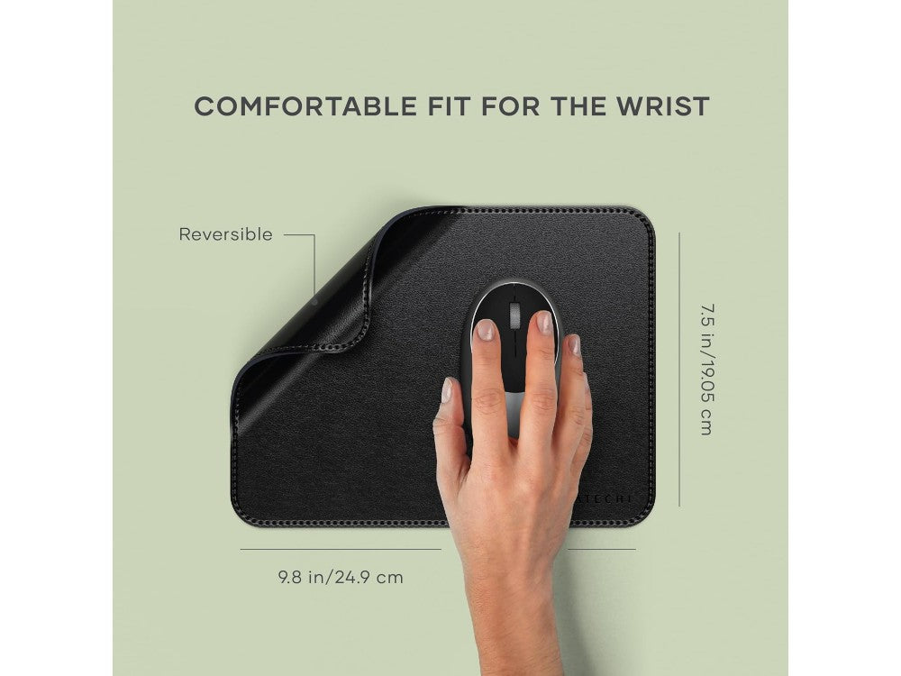 Satechi Premium Vegan Leather Desk & Mouse Pad 25 × 19 cm – Waterproof, Ergonomic, Black – view 2
