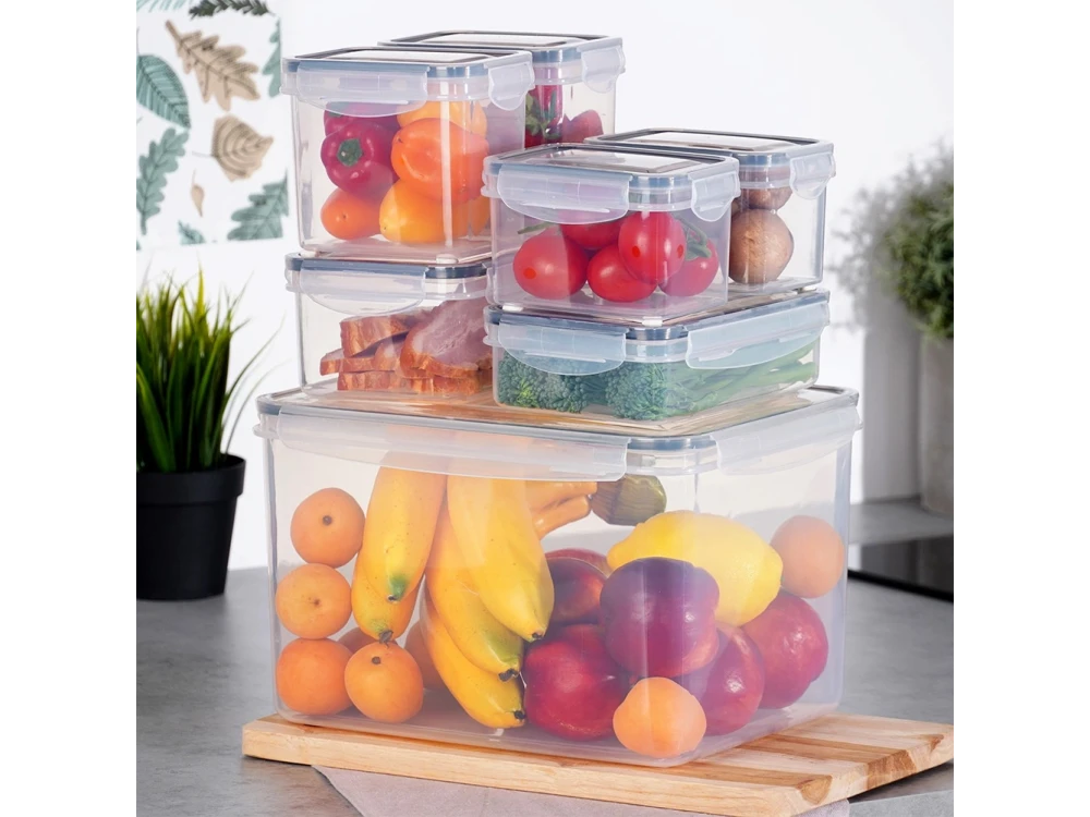 Vilde Food Storage Containers Set of 7 – BPA-Free, Airtight, 670ml to 8200ml, Clear with Carry Handle – view 2