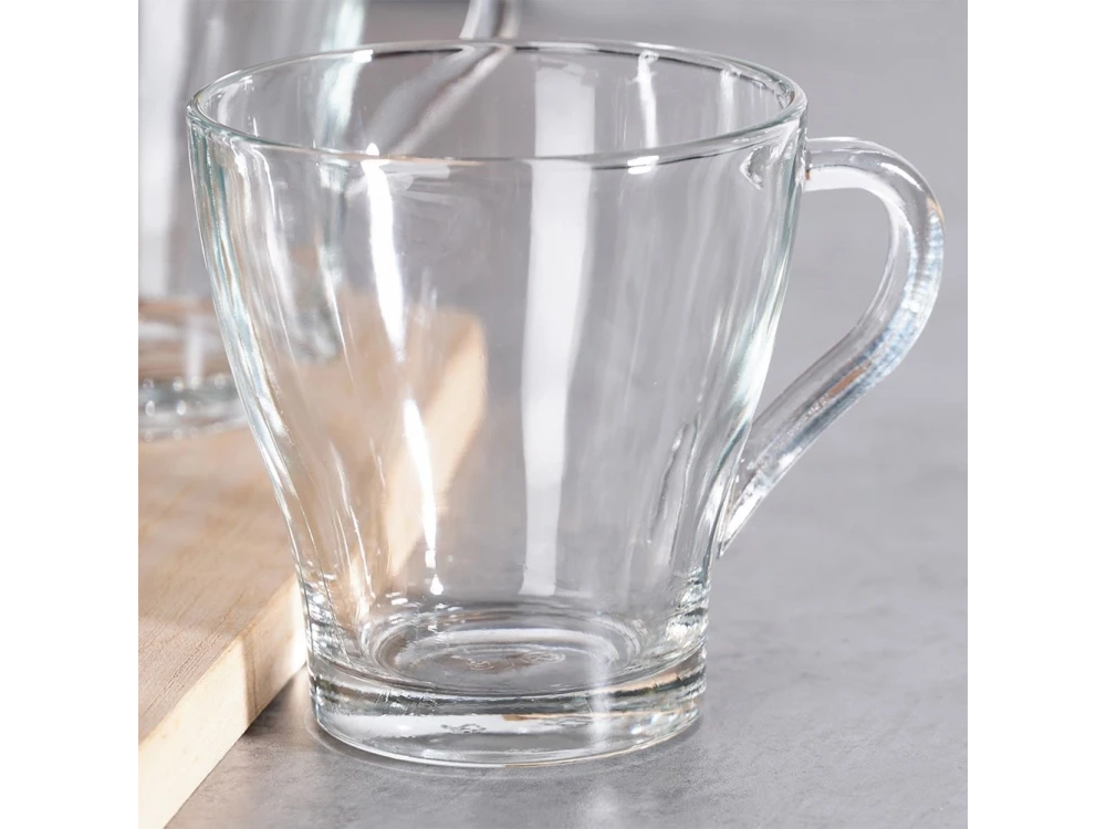 Vilde Premium Glass Coffee / Tea Mugs Set of 6 – 250ml, Handle, Dishwasher & Microwave Safe – view 2