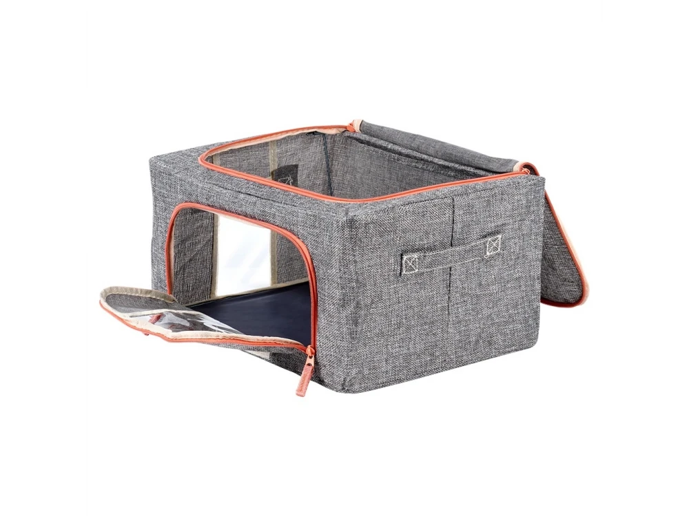 Vilde Fabric Storage Box 22L 40×30×20cm with 2 Window Openings – Gray – view 2