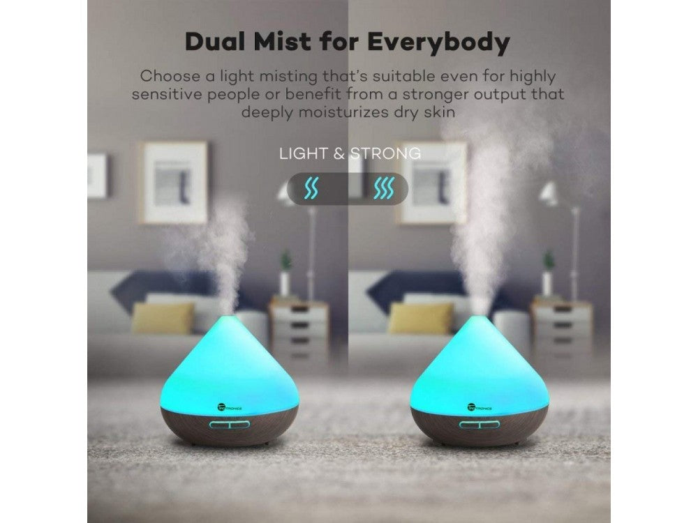 TaoTronics TT-AD002 Oil Diffuser 300ml – 7 LED Colours, Timer, Auto Shut-Off, Red Oak – view 2