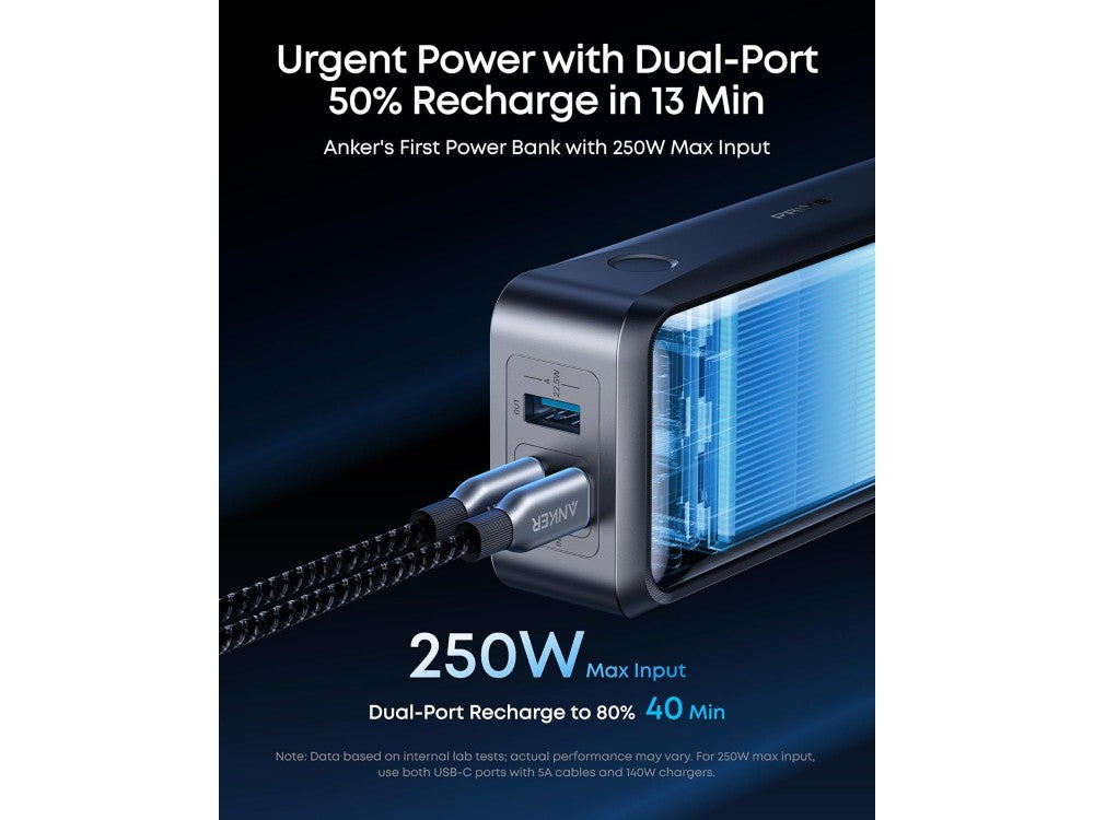 Anker Prime 26250 Power Bank 26250mAh 300W PD USB-C – Smart Digital Display, TSA Approved, Black – view 2