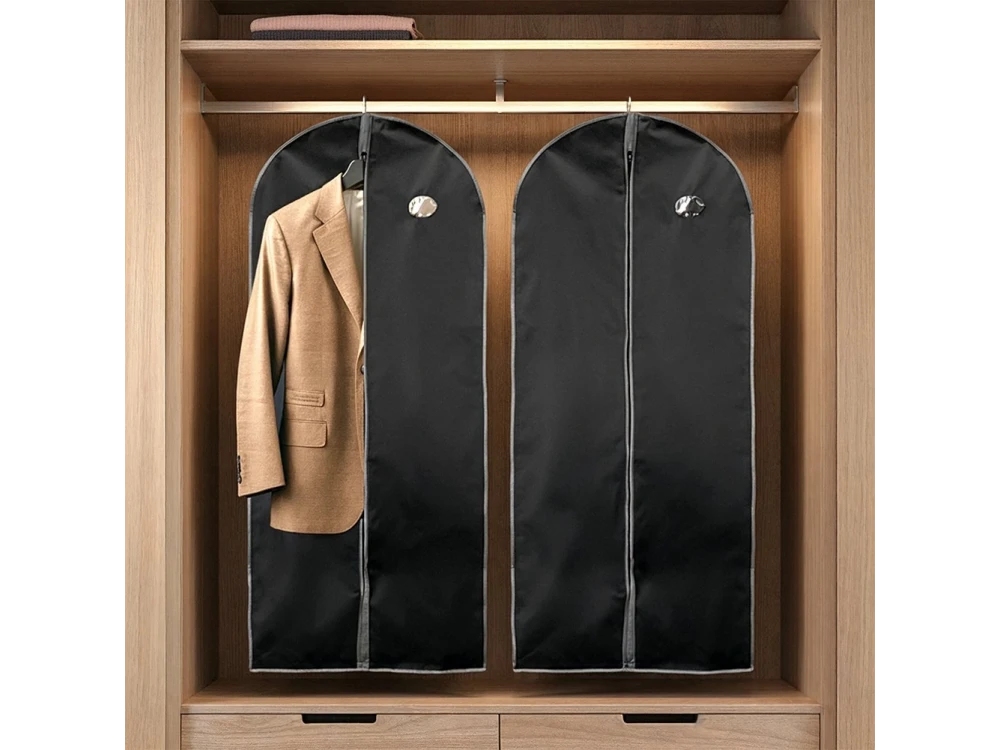 Vilde Hanging Garment Storage Bag Set – 60x150cm, Set of 2, Black – view 2