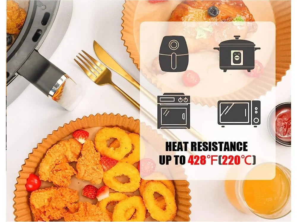 AJ Air Fryer Disposable Paper Liners 23cm Round – Non-Stick, 50-Pack – view 2