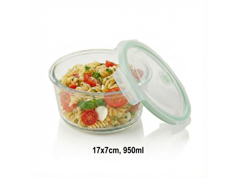 AJ Glass Food Container Round 950ml 17x7cm – Airtight, Transparent – view 2