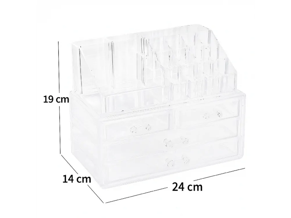 AJ Makeup & Cosmetics Organizer with 4 Drawers – Transparent – view 2
