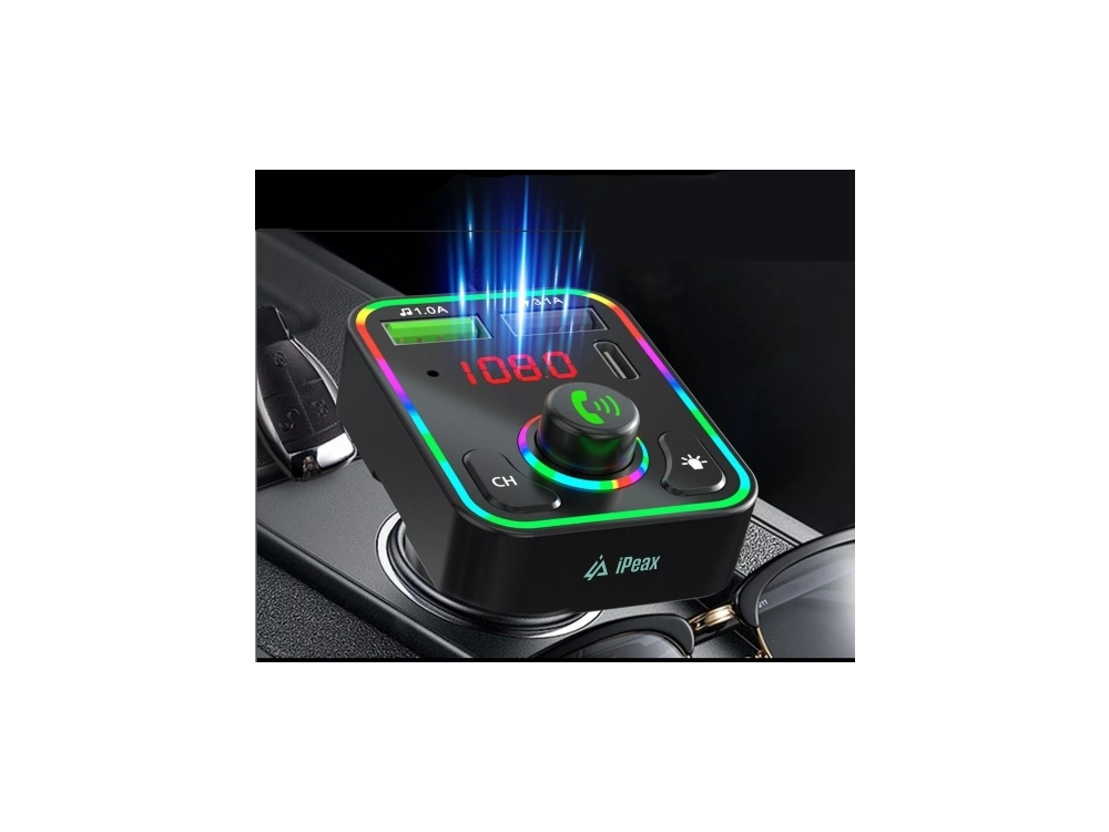 iPEAX FM Transmitter Car Bluetooth 5.3 – 15.5W Charger, LED + RGB Display, 2 USB – view 2