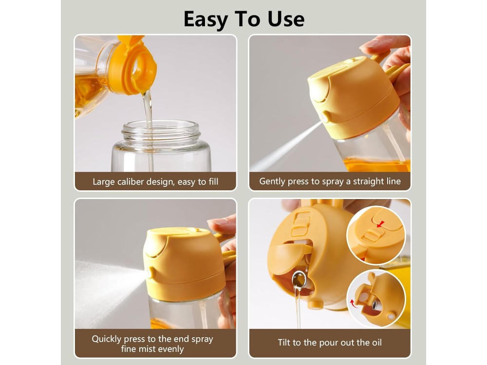AJ Oil Sprayer for Cooking 470ml – Glass, BPA-Free, Orange – view 2
