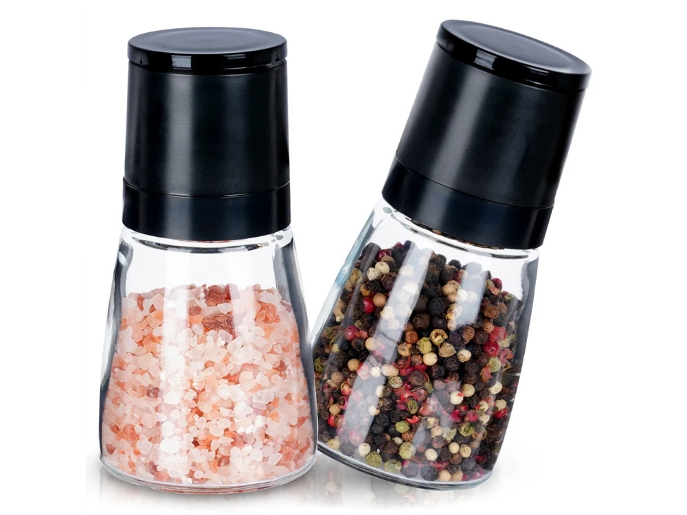 Vilde Manual Spice Mill Set of 2 Glass Body 13.3cm – Ceramic Grinder – view 2