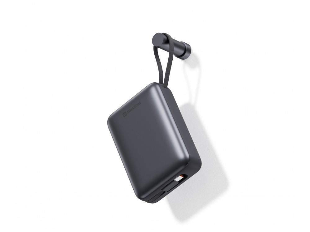 Swissten Space Power Bank 20.000mAh 22.5W with USB-A, USB-C & 2 Built-in USB-C and Lightning Cables – Black – view 2