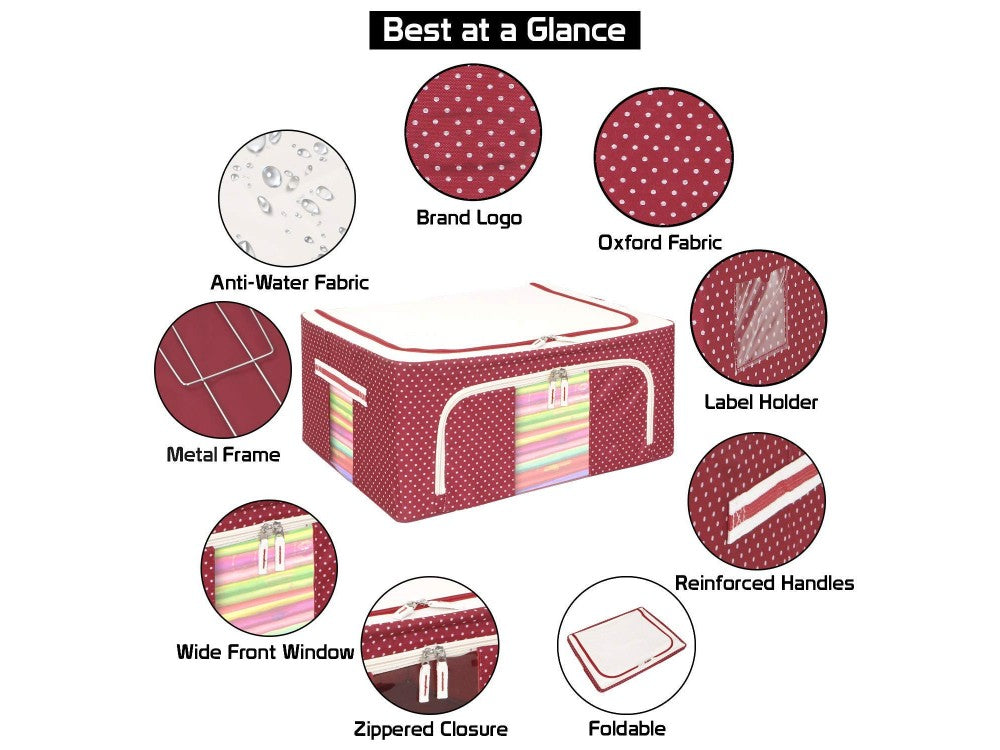 AJ Clothes Storage Organizer Bag 18L – 40x30x15cm, Red/Polka Dot – view 2