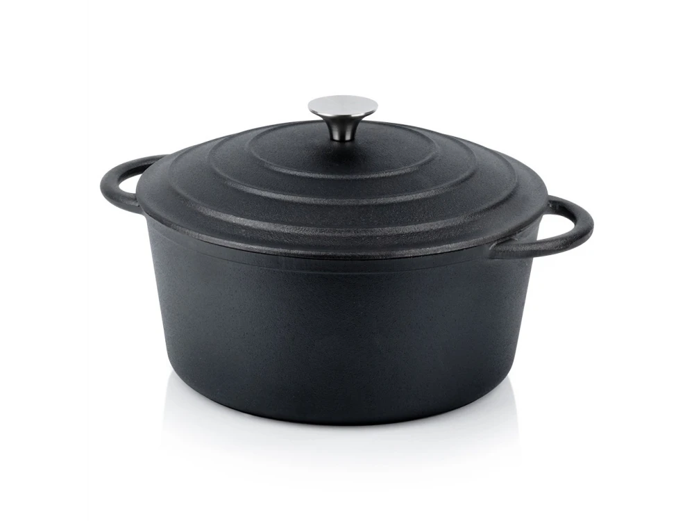 Vilde Cast Iron Pot with Lid 26cm – 5L Dutch Oven, Black – view 2