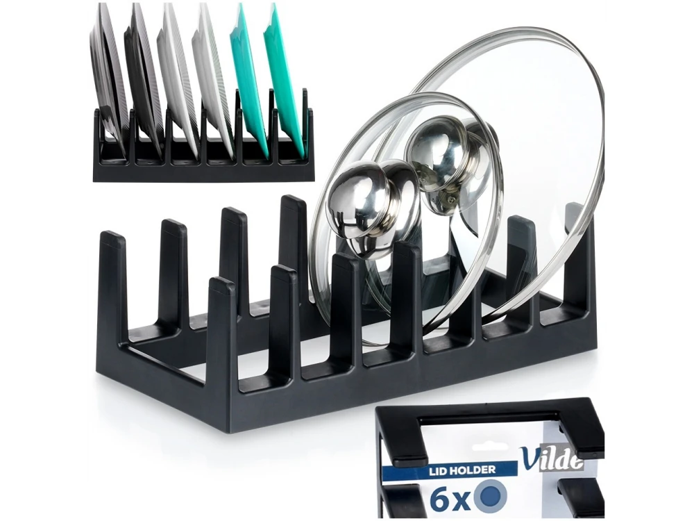 Vilde Lid Organiser 28×15 cm – Vertical Storage for Up to 6 Lids, Black – view 2