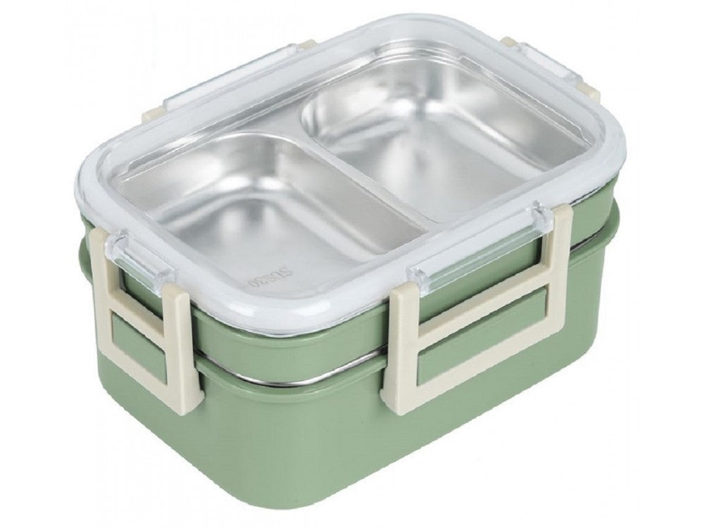 AJ O-Bento 2-Tier Insulated Lunch Box 1200ml – SUS304, Green/Khaki – view 2