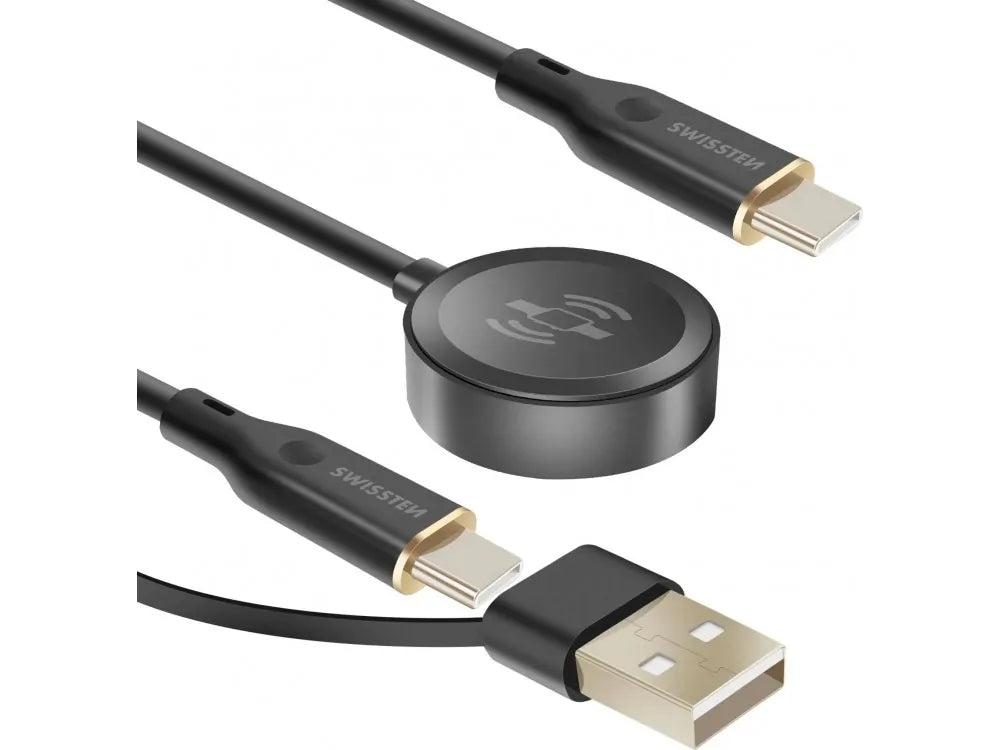 Swissten 2-in-1 Magnetic Charging Cable – Galaxy Watch + USB-C 60W with USB-A Adapter, 1.2m – view 2