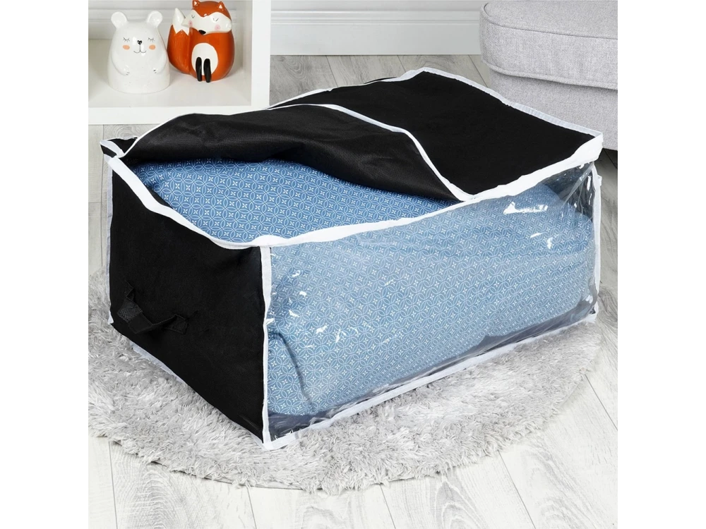 Vilde Fabric Storage Bag 87L 60×45×30 cm with Window – Black Polyester for Clothes & Bedding – view 2