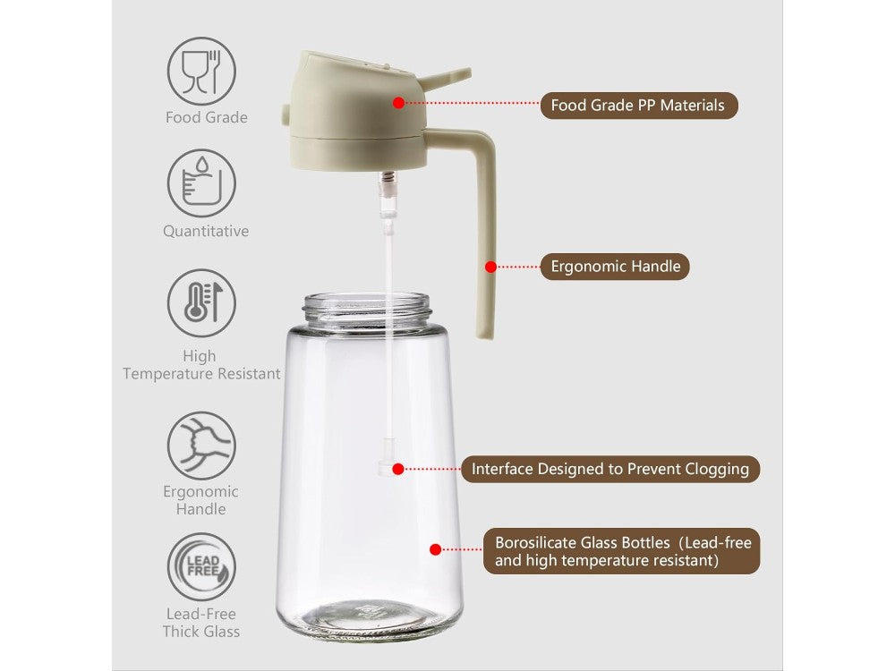 AJ Oil Sprayer for Cooking 470ml – Glass, BPA-Free, White – view 2