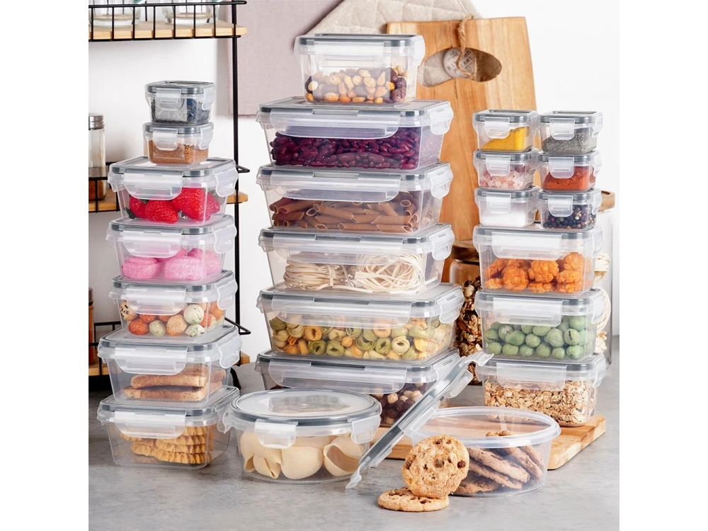 Vilde 24-Piece Airtight Food Container Set BPA-Free – Mixed Sizes, Clear Plastic with Silicone Seal – view 2