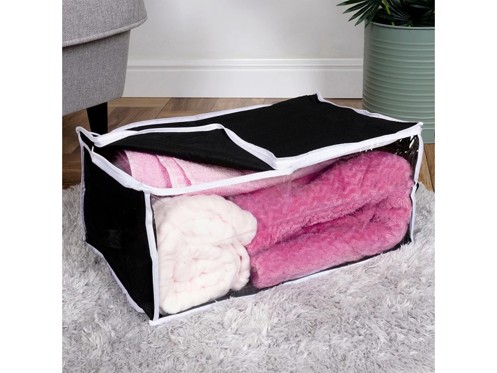 Vilde Fabric Storage Bag 27L 45×30×20 cm with Window – Black Polyester for Clothes & Bedding – view 2