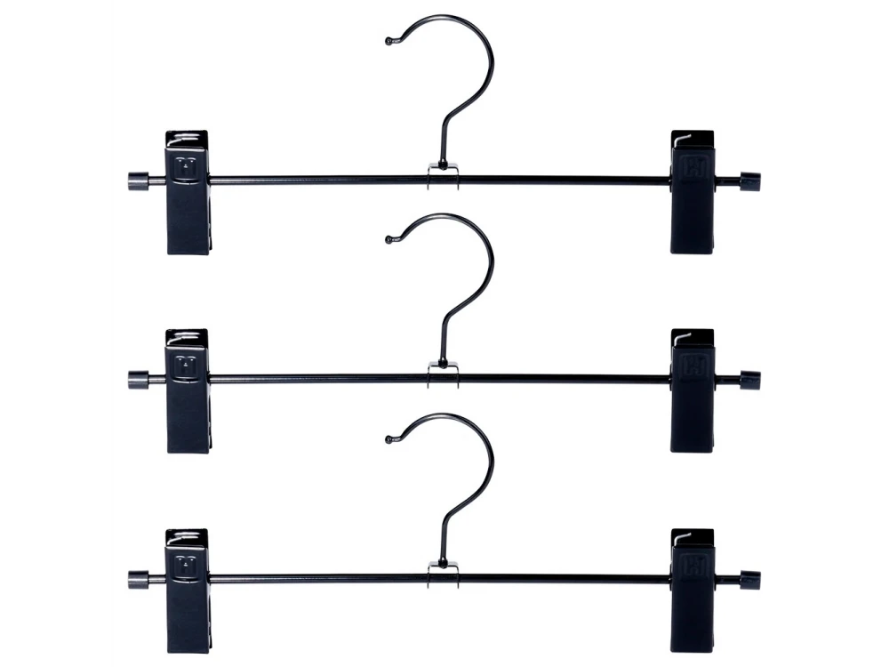 Vilde Metal Trouser Hangers Set of 3 – Adjustable Clips, Swivel Hook, Black – view 2