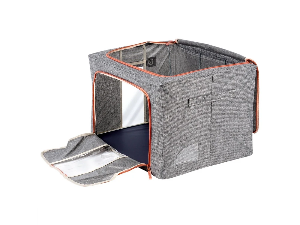 Vilde Fabric Storage Box 66L 50×40×33cm with 2 Window Openings – Gray – view 2