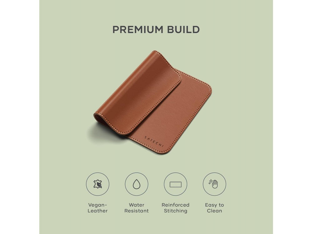 Satechi Premium Vegan Leather Desk & Mouse Pad 25 × 19 cm – Waterproof, Ergonomic, Brown – view 2