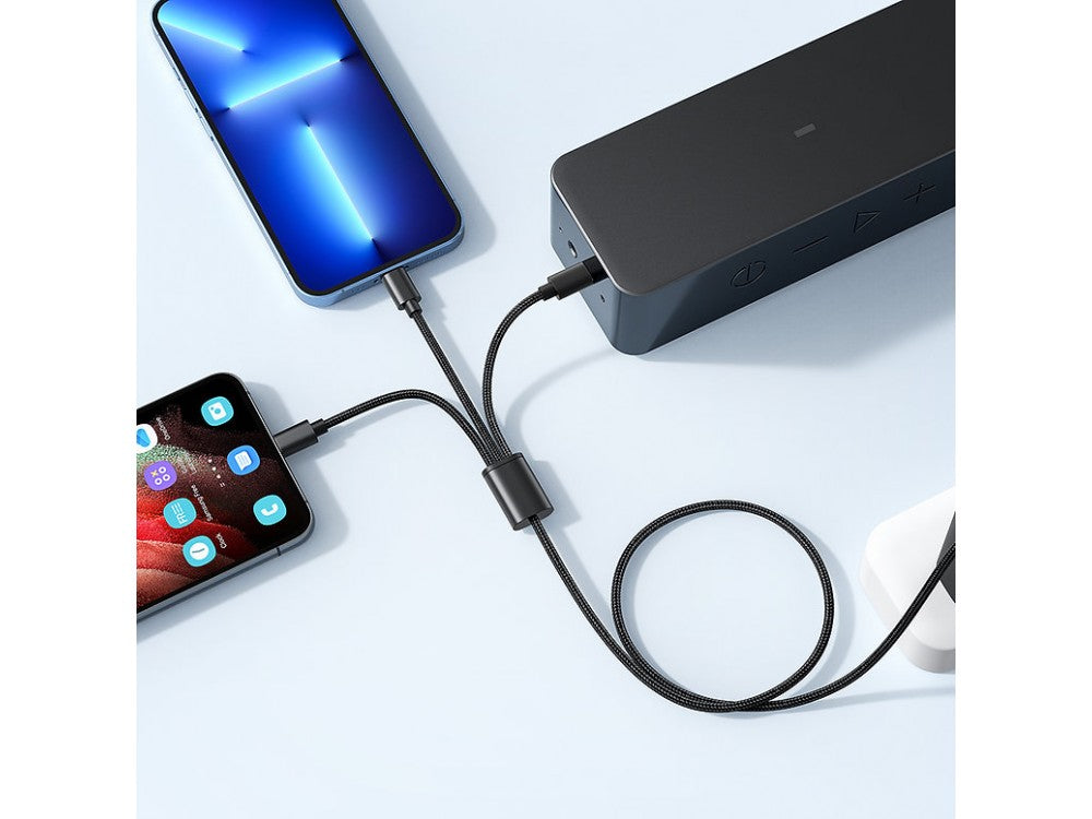 Veger V303 3-in-1 USB-A Cable 1.5m – Lightning / USB-C / Micro-USB, Nylon Braided, Black – view 2