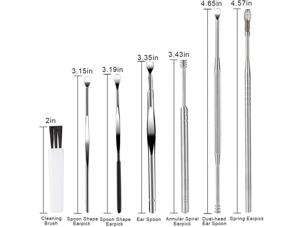 AJ 7-Piece Earwax Removal Kit – Stainless Steel with Case, Silver – view 2