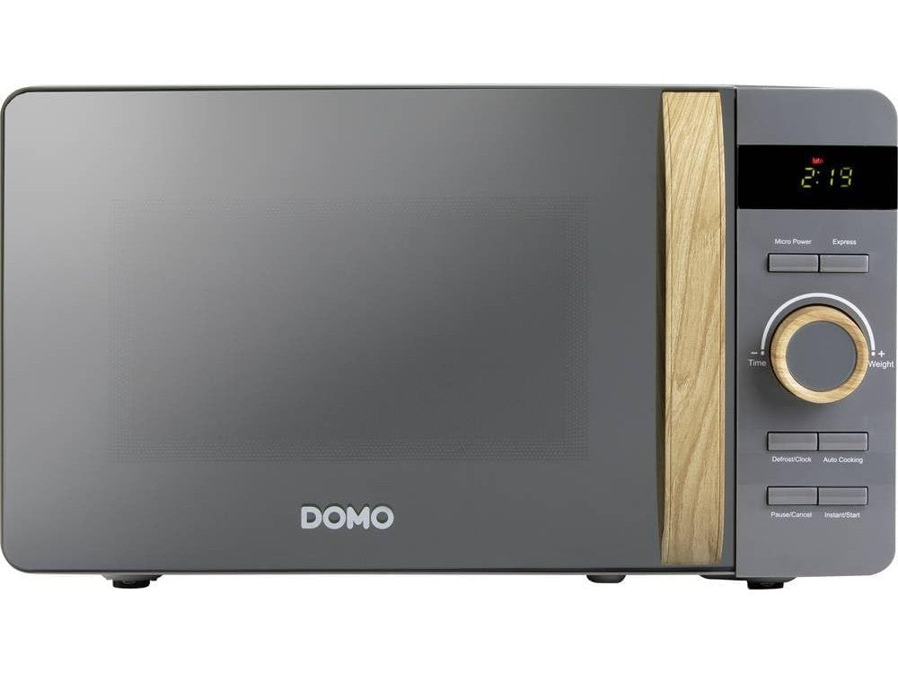 DOMO Wood You Solo Microwave Oven 20L 700W – Mirror Glass, Wood-Look, Matt Grey – view 2