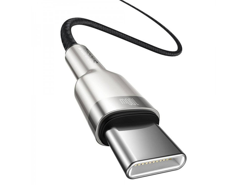 Baseus Cafule Metal USB-C to USB-C Cable 5A 100W 2m – Braided, Black/Grey – view 2