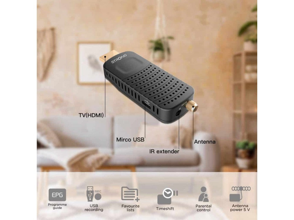 Strong SRT 82 Stick DVB-T/T2 Terrestrial Receiver MPEG4 Full HD with Dolby Digital Plus – view 2