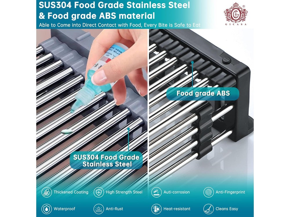 AJ Extendable Over-Sink Dish Drying Rack 28–45 × 22 × 11 cm – Black – view 2