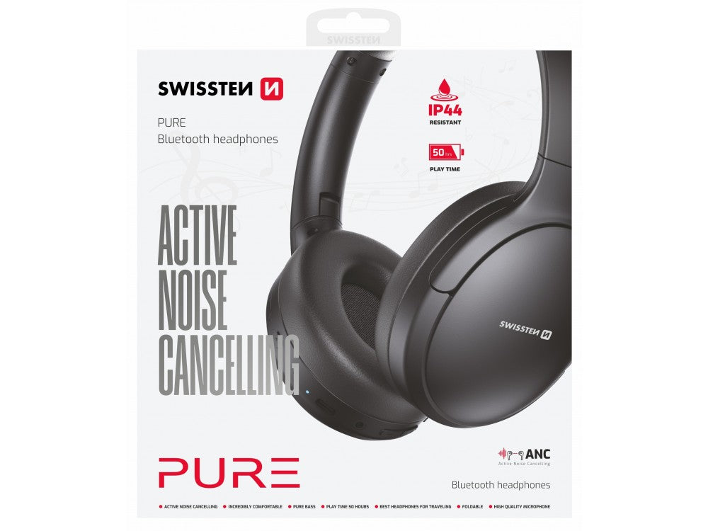 Swissten Pure Bluetooth 5.3 Over-Ear Headphones with ANC – Black – view 2